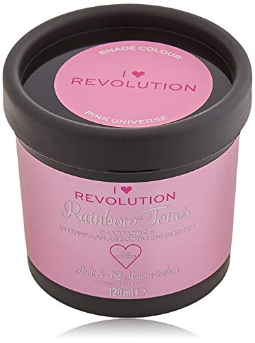 I Heart Revolution Rainbow Tones Pink Universe – Tinte para el cabello semi permanente y acondicionador en uno, lavable con 8-12 lavados de pelo, vegano, reutilizable, 120 ml