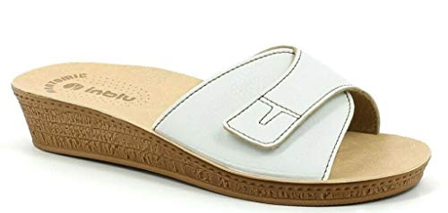 Inblu - Zapatillas deportivas abiertas para mujer, modelo DI-64, color blanco, línea Benessere New Blanco Size: 37 EU