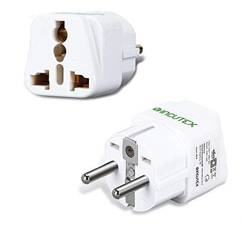 Incutex 1x Adaptador Enchufe Viaje Universal Adaptador Enchufe Universal Europa a Schuko, Blanco Incutex 1x Adaptador Enchufe Viaje Universal Adaptador Enchufe Universal Europa a Schuko, Blanco