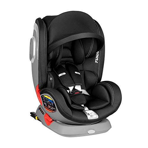 Innovaciones Ms - Silla de Coche Turn Grupo 0/1/2/3 de 0 a 36 kilos, Negro