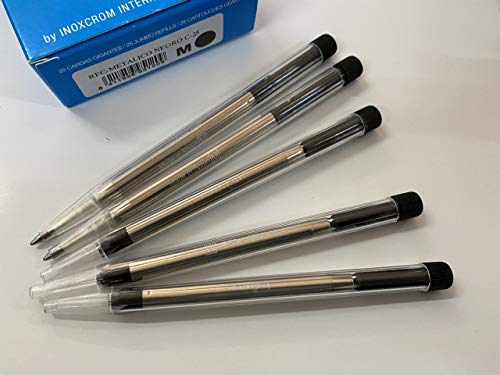 Inoxcróm 00971248- Recambios metalicos para bolígrafo, 5 unidades, color Negro punto medio