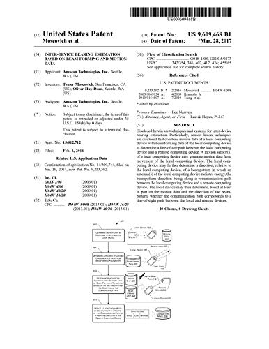 Inter-device bearing estimation based on beam forming and motion data: United States Patent 9609468 (English Edition)