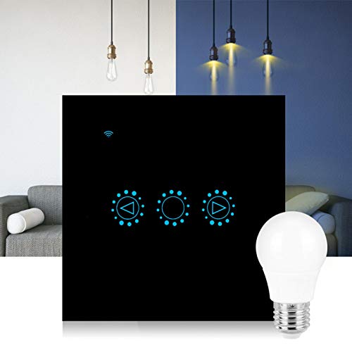 Interruptor LED Interruptor de sincronización Inteligente Interruptor Inteligente de atenuación WiFi Duradero Conveniente para lámparas incandescentes Lámparas(Black, 90-250V)