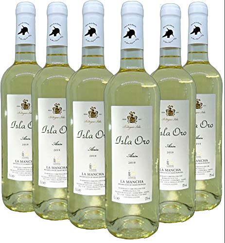 Isla Oro Airen Vino Blanco D.O. La Mancha- 6 Botellas x 75 Cl. - Volumen de Alcohol 12% Vol - Total 4,5 Litros