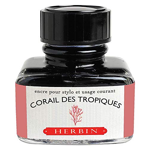 J.Herbin 13059T - Frasco de tinta para soporte de plumas, 30 ml, 1 unidad, color rojo coral J.Herbin 13059T - Frasco de tinta para soporte de plumas, 30 ml, 1 unidad, color rojo coral