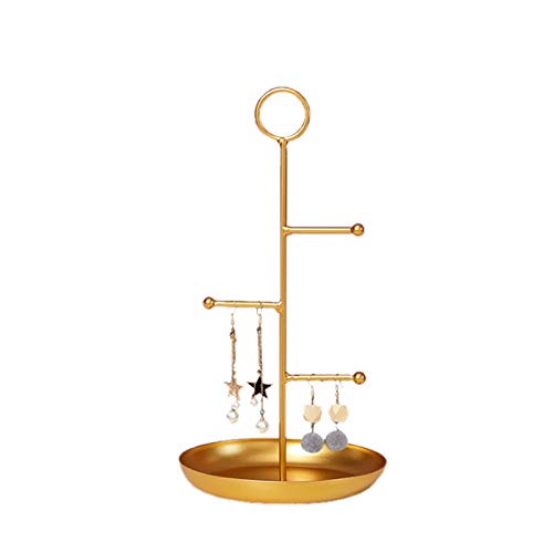 Joyero en forma de T Joyero de oro Adecuado para tocador de hotel familiar, también se puede utilizar para decoración, para cadena de joyería, pendientes, anillo, correa (dorado)