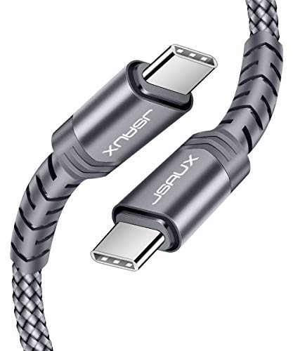 JSAUX Cable USB C a USB C[2M 2Pack] Cable PD 20V 3A 60W Carga Rápida USB Tipo C Compatible con iPad Pro 2020/2018,Macbook Pro,Macbook Samsung S21 S21+ S21 Ultra S20 S10 XiaoMi-Gris