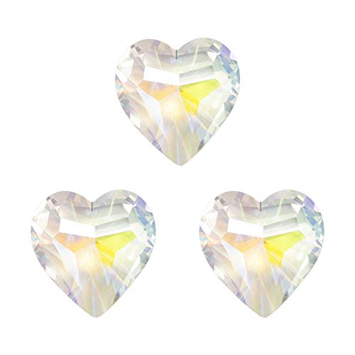 Jubaopen 3PCS Cristales Colores Colgantes Corazón Cristal Corazón Colgante Cristales Colgantes de Ventana Cristal Arcoíris Atrapasoles K9 para Decoración de Ventana Puede Usar Cuerda (4.5*4.5*2.7cm)