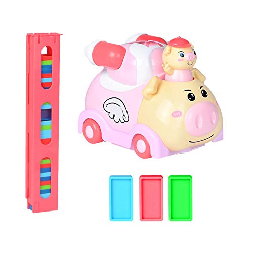Juego de Bloques de Coche Domino Linda Forma de Cerdo con 100 fichas de dominó Estimular la Creatividad y el Sentido del Trabajo en Equipo de los niños Juego de Bloques de Coche Domino Linda Forma de Cerdo con 100 fichas de dominó Estimular la Creatividad y el Sentido del Trabajo en Equipo de los niños