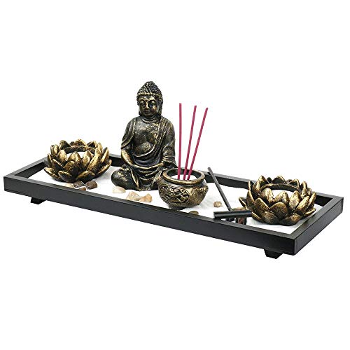Juego de quemador Zen de mesa de Buda de jardín Zen con varillas de incienso, para decoración del hogar, oficina, meditación, relajación