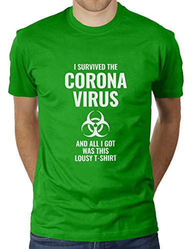 Katerlikoli - Camiseta para hombre, con texto en inglés “I survived the Coronavirus and all I got is this lousy T-Shirt”, texto sobre el Coronavirus Covid-19 SARS-CoV-2 Apple Green M