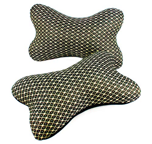 Kit de 2 Cojines Almohadas para Reposacabezas Asiento del Coche Modelo Geometría 26x17cm (912813)