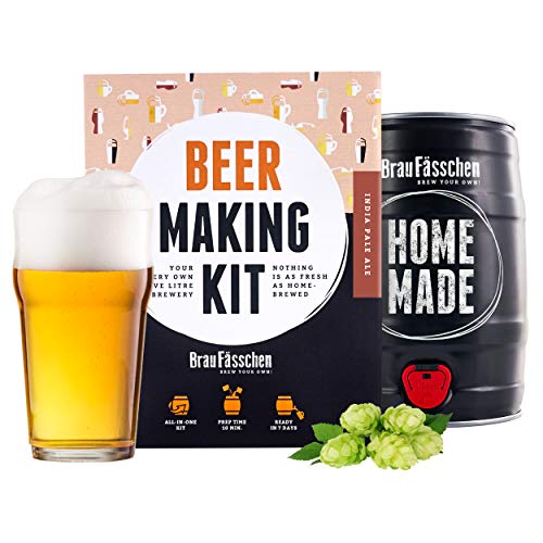 Kit para elaborar Cerveza Artesanal IPA en Casa 5L - Producto de Alemania - Disfruta tu Cerveza en sólo 7 días - Regalos Originales para Hombre - Brewbarrel Braufässchen