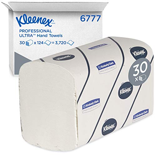 Kleenex 06777000 6777 Toallas de Papel Plegado Ultra, 30 Paquetes de 124 Hojas de Papel, 2 Capas, Tecnología Absorbente Airflex, Color: Blanco