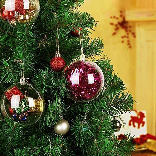 Kranich 20 x Bolas de Navidad Forma Redonda Plástico Transparente para Decorar el arbol de Navidad (8cm) no Incluye Cuerda