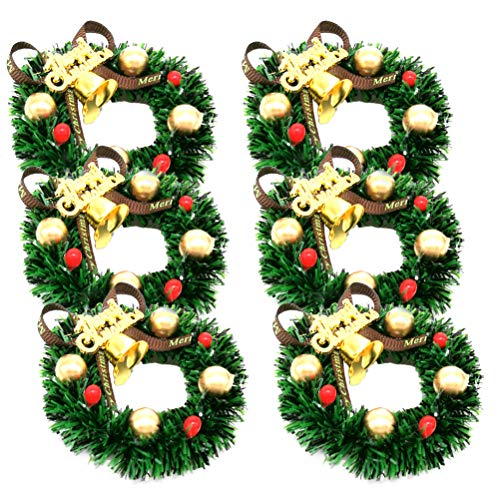Kylewo Mini Corona de Navidad Corona de Flores en Miniatura casa de muñecas decoración del jardín casa de muñecas Adornos navideños Adorno de muñecas - Bonito diseño Guirnalda para niños