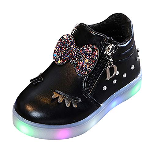 Kyouth Zapatos con las luces, llevó la luz del flash de calzado deportivo para Unisex-niños 6 Reino Unido Niño Negro