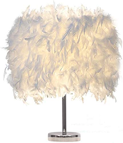 Lámpara de mesa blanca de la pluma, lámpara de mesita de noche moderna, lámpara de mesa de la decoración del comedor del dormitorio