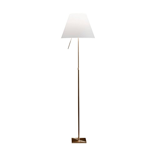 Lámpara de pie Costanza de latón, color blanco, con regulador de intensidad, altura 120-160 cm, diámetro 40 cm