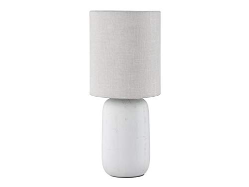 Lámpara LED de mesa (cerámica, pantalla de tela, diámetro de 15 cm, altura de 35 cm), color crema