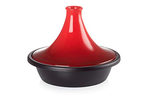 Le Creuset Tajine de hierro fundido, Redondo, diametro 31 cm, Apto para todas las fuentes de calor, incluso inducción y horno, Cereza