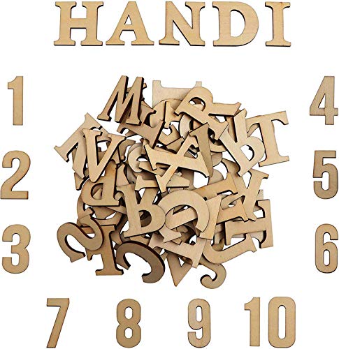 Letras de Madera y Números de Madera (124 piezas) - Juego de Letras Mayúsculas (A-Z) y Letras Minúsculas (52 cada) con 20 Números de Madera (0-9) - Art Craft DIY Wedding Party Casa de Madera