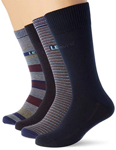 Levi's Stripes Regular Cut Socks Giftbox (4 Pack) CALCET, combo azul, 39/42 (Pack de 4) Unisex adulto