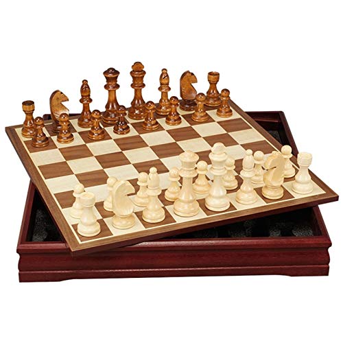 LOFAMI Juegos de Mesa Ajedrez Conjunto Internacional de Ajedrez con Tablero de ajedrez de Madera y Grandes Piezas de ajedrez for niños Adultos Ajedrez (tamaño : 45cm)