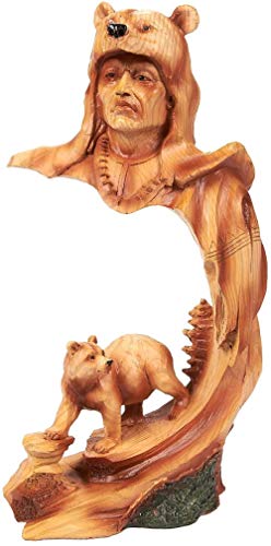 LOSAYM Estatuas Figuritas Decoración Figura India Decoración Resina Escultura De Oso para Decoración De Interiores   Marrón 4.5 X 9 X 3 Pulgadas