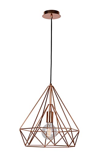 Lucide 06496/37/17 Ricky - Lámpara de techo colgante (E27, diámetro 37 cm, altura 40 cm), color cobre rojizo