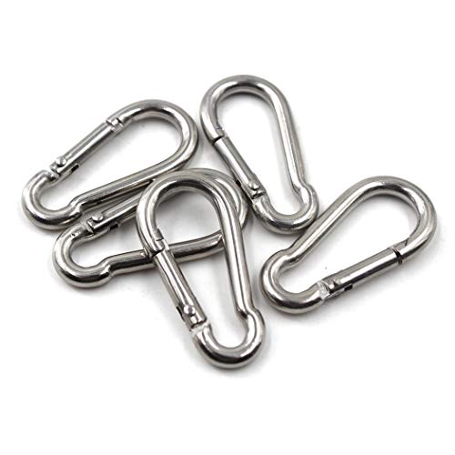 M5 3/16" 304 gancho de resorte de acero inoxidable, gancho cargado, mosquetón de bloqueo llavero para el hogar, camping, pesca, senderismo, viajes (5 piezas) M5 3/16" 304 gancho de resorte de acero inoxidable, gancho cargado, mosquetón de bloqueo llavero para el hogar, camping, pesca, senderismo, viajes (5 piezas)
