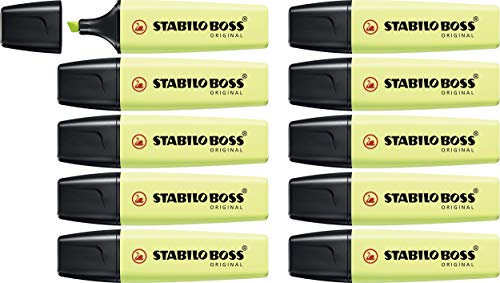 Marcador STABILO BOSS ORIGINAL Pastel - Caja con 10 unidades - Color verde lima