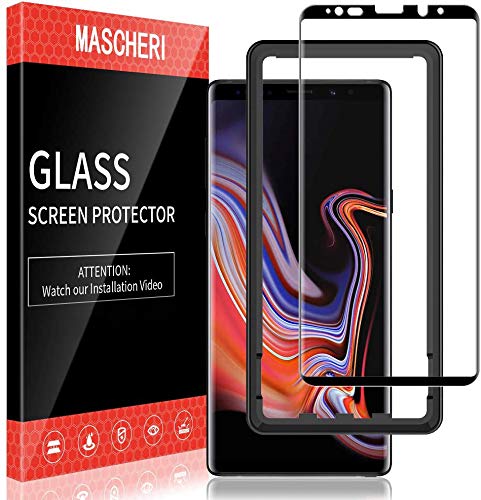 MASCHERI Protector de Pantalla Compatible para Samsung Galaxy Note 9 3D Cobertura Completa Marco de posicionamiento Vidrio Templado Compatible para Samsung Galaxy Note 9 Cristal Templado Negro