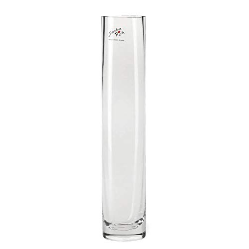 matches21 Jarrón de cristal sencillo decorativo cristal transparente jarrón cilíndrico alto redondo 1 pieza – diámetro 6 x 30 cm
