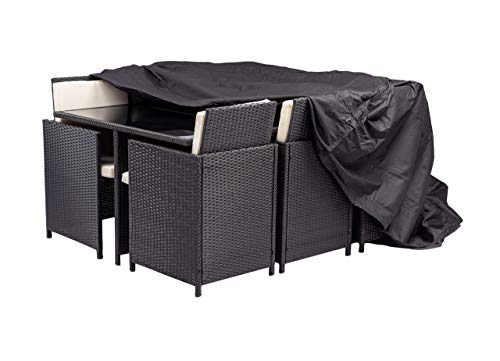 MaxxGarden - Funda para muebles de jardín de poliéster de alta calidad - Lona impermeable para muebles de jardín - Funda de calidad impermeable - (225 x 143 x 90 cm), color negro