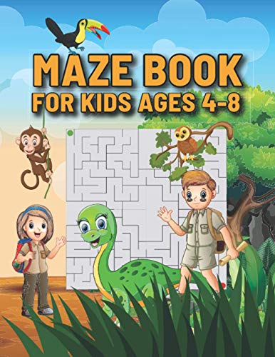 Maze Book For Kids Ages 4-8: The Cute Dinosaur Mazes Book | Mazes Workbook For Kids Ages 8-10 Easy levels | Bonus Level Improve motor control and ... for 4-6, 4-8 year old Perfect gift for kids