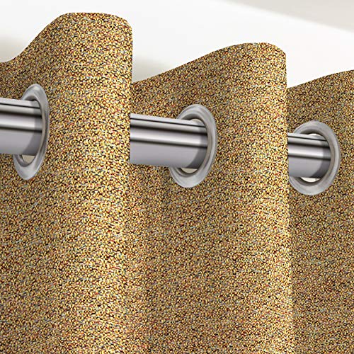 McAlister Textiles Highlands - Cortinas de 2 paneles, color amarillo ocre, con textura lisa, hechas a pedido, 116 cm x 137 cm (54")