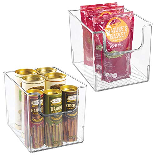 mDesign Juego de 2 cajas de almacenamiento de alimentos – Organizador de frigorífico, armario o arcón congelador con frontal abierto – Caja de plástico para frigorífico sin BPA – transparente