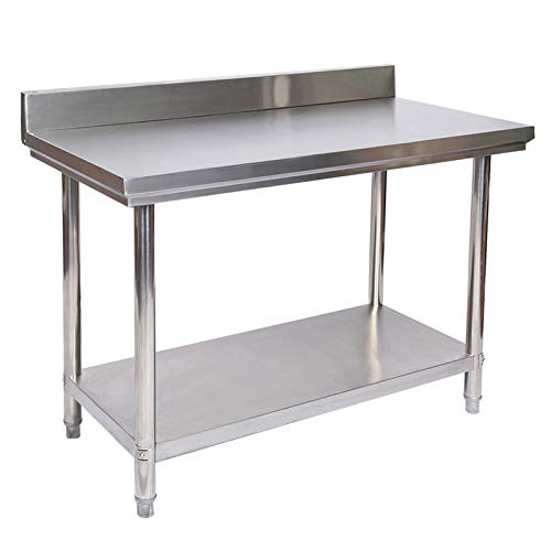 Mesa de trabajo Acero Inox con alzatina superficie reforzada altura ajustable 100x60x85 cm