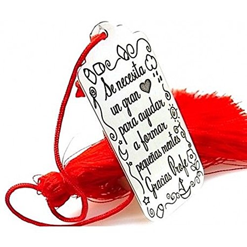 Minoplata Marcapáginas en Plata con pompón Grabado con Mensaje para Maestros Se Necesita un Gran corazón para Ayudar a Formar pequeñas Mentes, Gracias Profe Fin de Curso Minoplata Marcapáginas en Plata con pompón Grabado con Mensaje para Maestros Se Necesita un Gran corazón para Ayudar a Formar pequeñas Mentes, Gracias Profe Fin de Curso