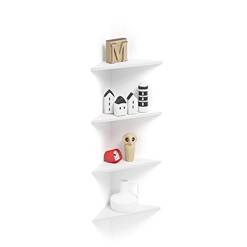 Mobili Fiver, Set de 4 estantes esquineros Modelo Easy, de Color Blanco Ceniza, 36 x 36 x 51 cm