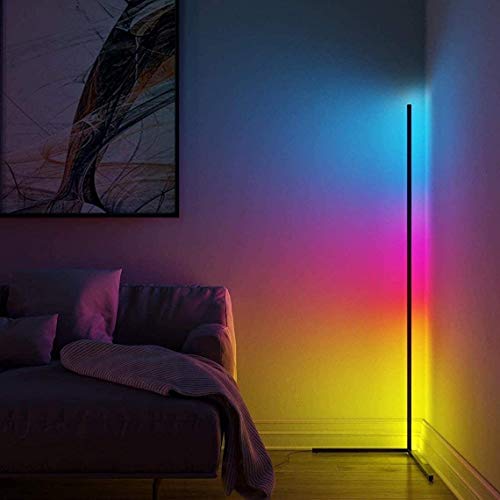 Moderna lámpara de pie LED regulable para salón, RGB, cambio de color negro, lámpara de pie con mando a distancia para habitación de los niños, dormitorio, 18 W, 156 cm de altura