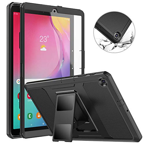 MoKo Funda Compatible con Galaxy Tab A 10.1 2019, Shockproof Híbrido Resistente Smart Case con Protector de la Pantalla Incorporado Compatible con Galaxy Tab A 10.1 inch SM-T510/SM-T515 2019 - Negro