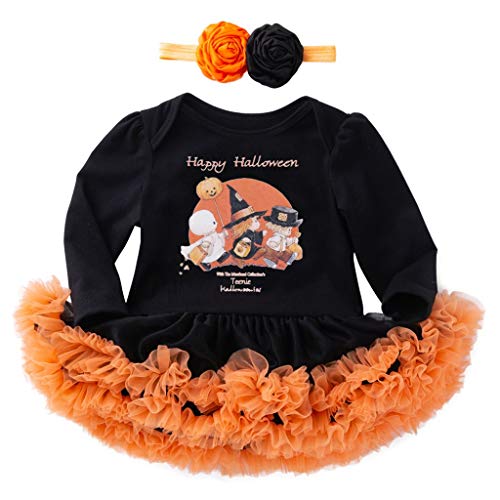 Moneycom❤ Halloween Toddler Baby Girls Letras Tul Romper vestido + diademas Conjunto Costumes Halloween Fiesta Retro Patchwork Cuento de Hada Antiguo Negro Negro 18- 24 meses