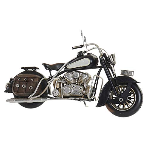 Moto Decoración Vintage, Figura Decorativa de Metal. Diseño Antiguo/Realista 28X9,5X13,5cm - Hogar y Más - Negro