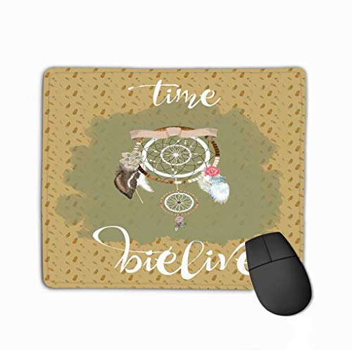 Mouse Pad Dream Catcher Feathers Ribbon Blue Red Digital Art illutration Dream Catcher Feathers Ribbon Retro Style Card Color Rectangle Rubber Mousepad