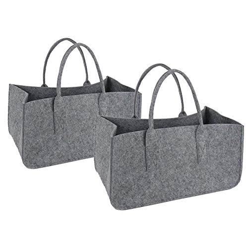 MUFENA 2 bolsas de fieltro para leña, bolsa de fieltro plegable grande para la compra de madera, periódicos, leña, bolsa de fieltro o juguetes para el jardín, picnic, playa MUFENA 2 bolsas de fieltro para leña, bolsa de fieltro plegable grande para la compra de madera, periódicos, leña, bolsa de fieltro o juguetes para el jardín, picnic, playa