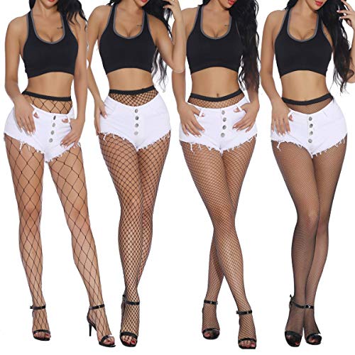 NATUCE 4 Pares de Medias de Rejilla, Mujeres Elástico Medias de Cintura Alta, Rejilla de Calcetines Medias de Malla Pantimedias, Negro NATUCE 4 Pares de Medias de Rejilla, Mujeres Elástico Medias de Cintura Alta, Rejilla de Calcetines Medias de Malla Pantimedias, Negro