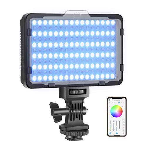 Neewer RGB Luz de Video con Control de Aplicación Luz LED de Cámara con 360° a Todo Color CRI95+ Ajustable de 3200K-5600K 9 Escenas de Luz para Iluminación Youtube Fotos (Batería No Incluida) RGB176