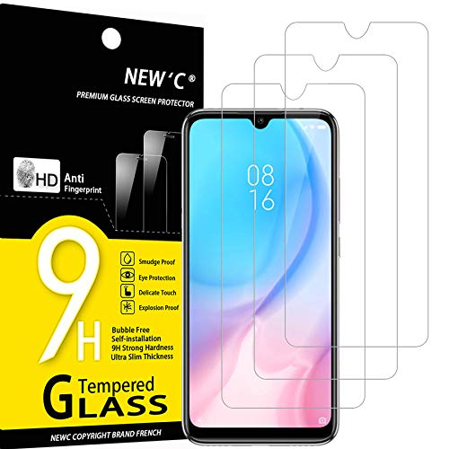 NEW'C 3 Unidades, Protector de Pantalla para Xiaomi Mi A3, Antiarañazos, Antihuellas, Sin Burbujas, Dureza 9H, 0.33 mm Ultra Transparente, Vidrio Templado Ultra Resistente